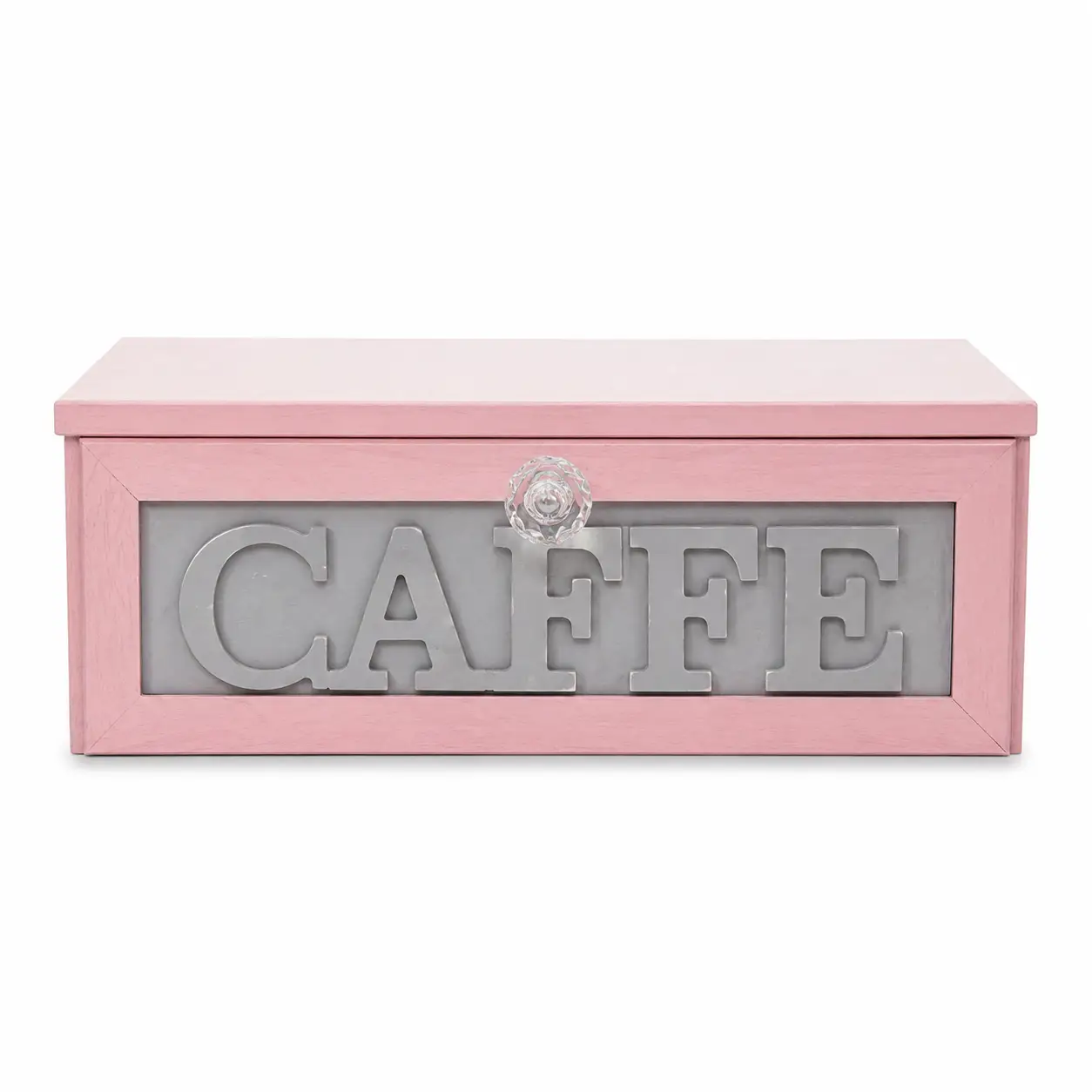 Cassetto Porta Cialde Rosa Scritta Argento