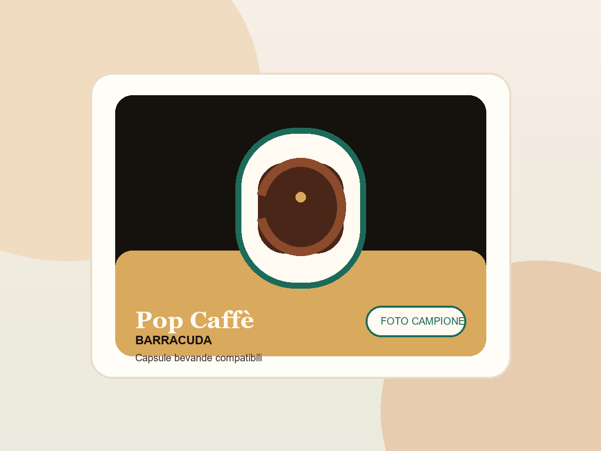 96 Capsule Pop Caffè Barracuda Cioccolata. Immagine campione famiglia prodotto